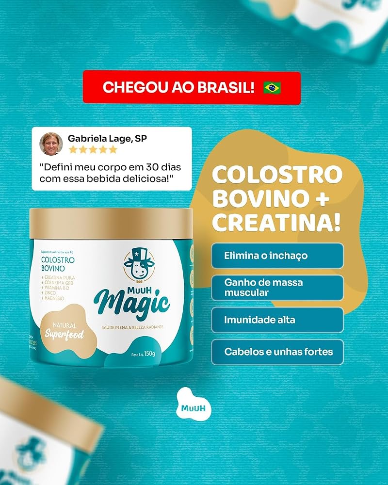 Colostro bovino + creatina: elimina o inchaço, ganho de massa muscular, imunidade alta, cabelos e unhas fortes